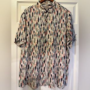 Men’s Button Front Short Sleeve Shirt Size XL